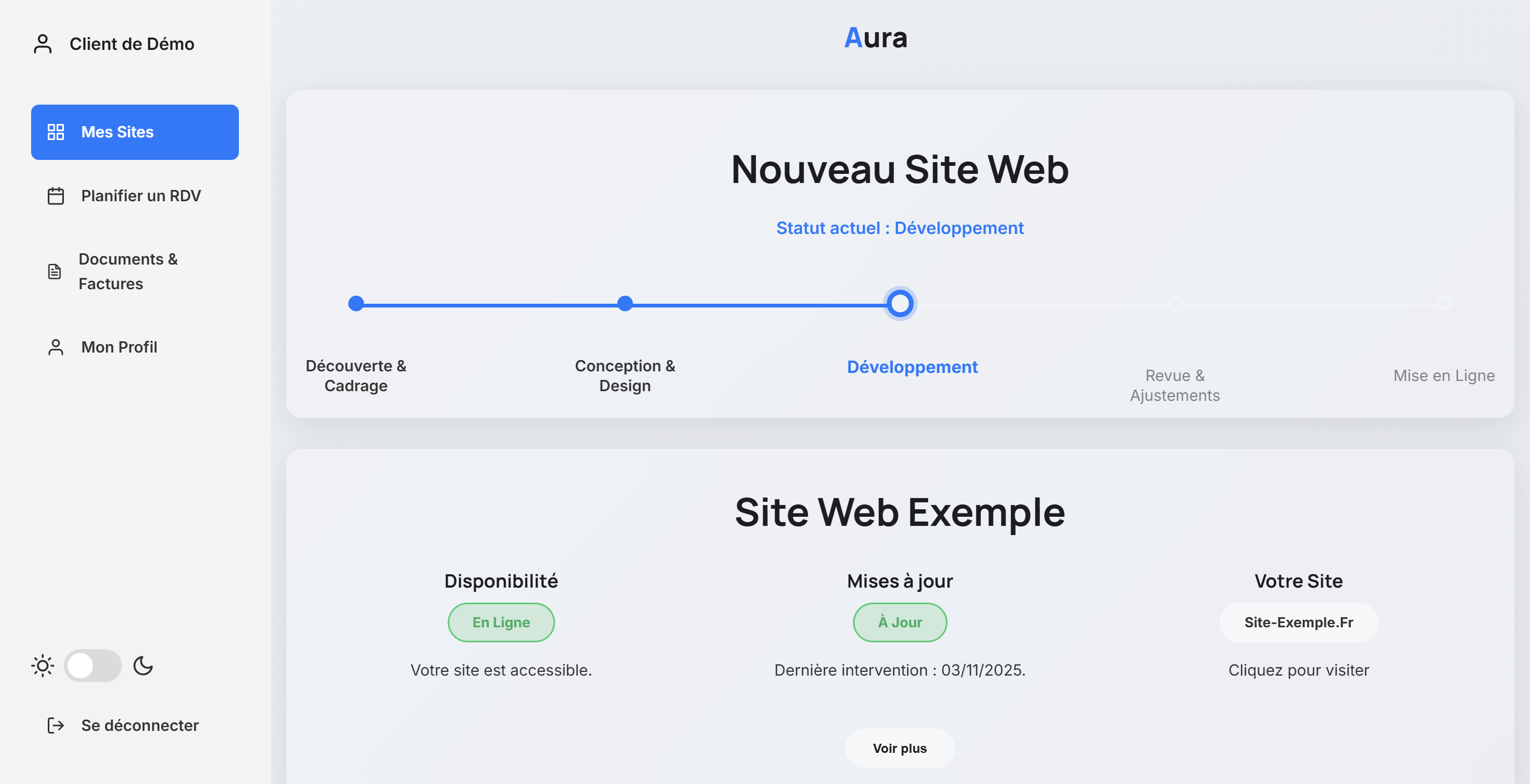 Aperçu espace client 1