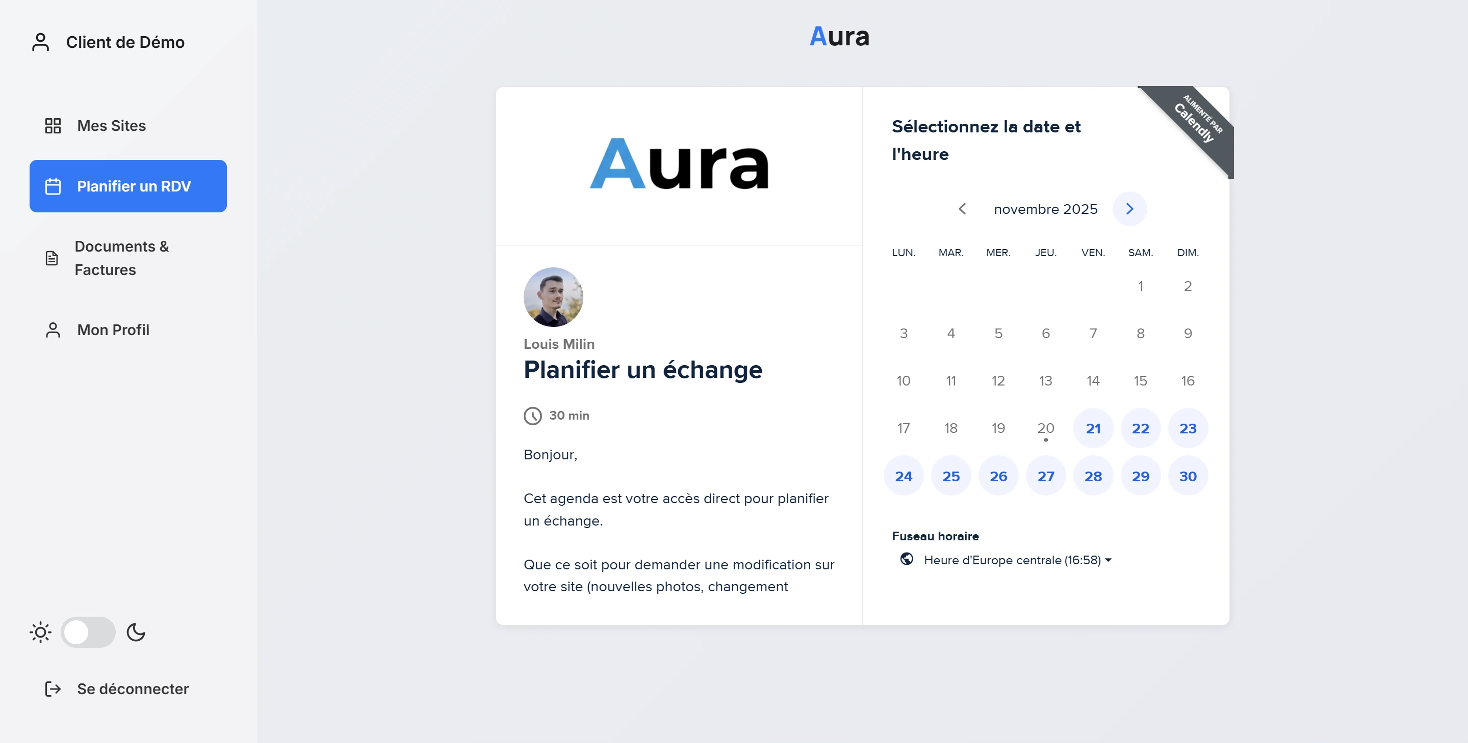 Aperçu espace client 3