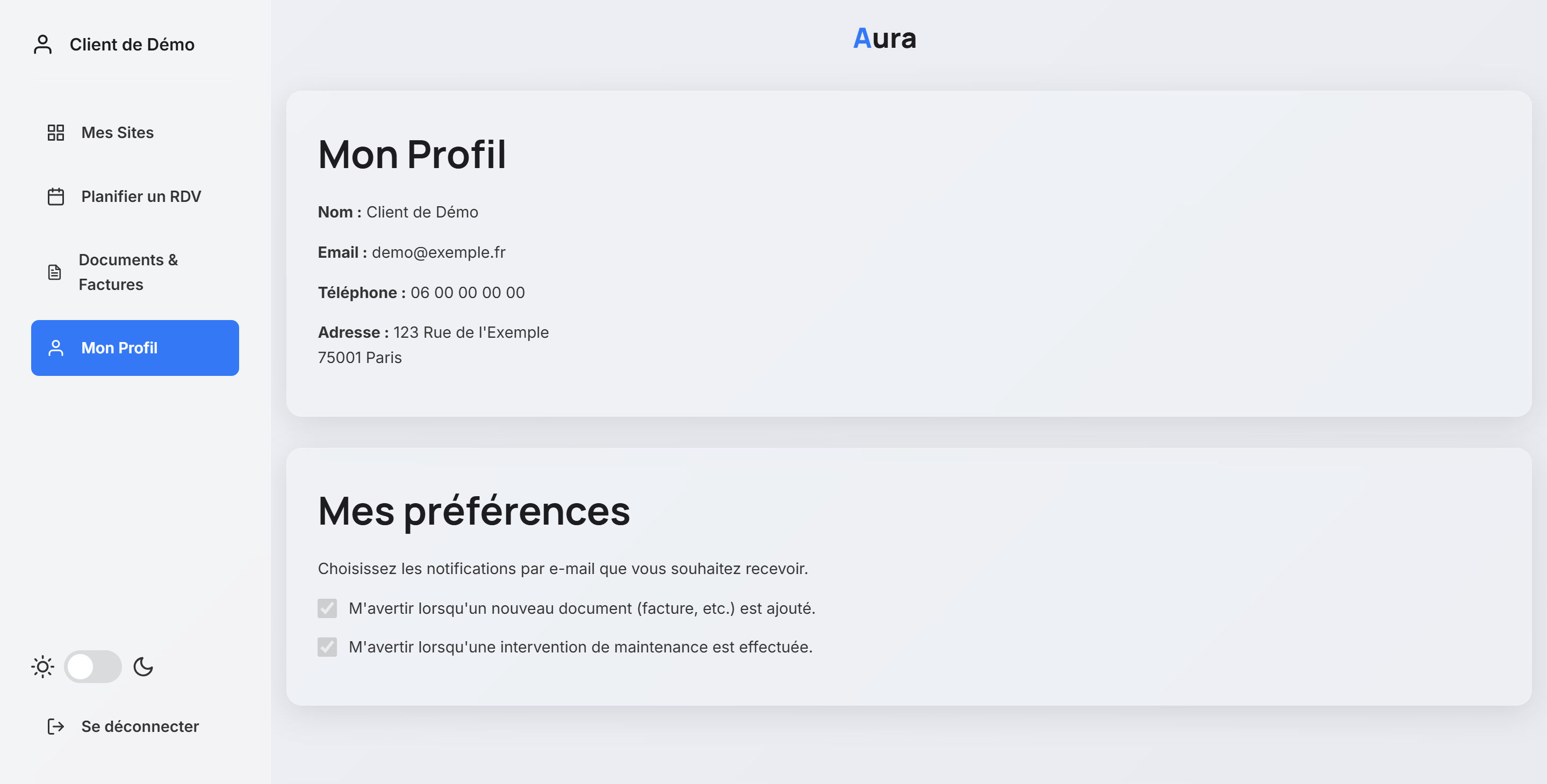 Aperçu espace client 9