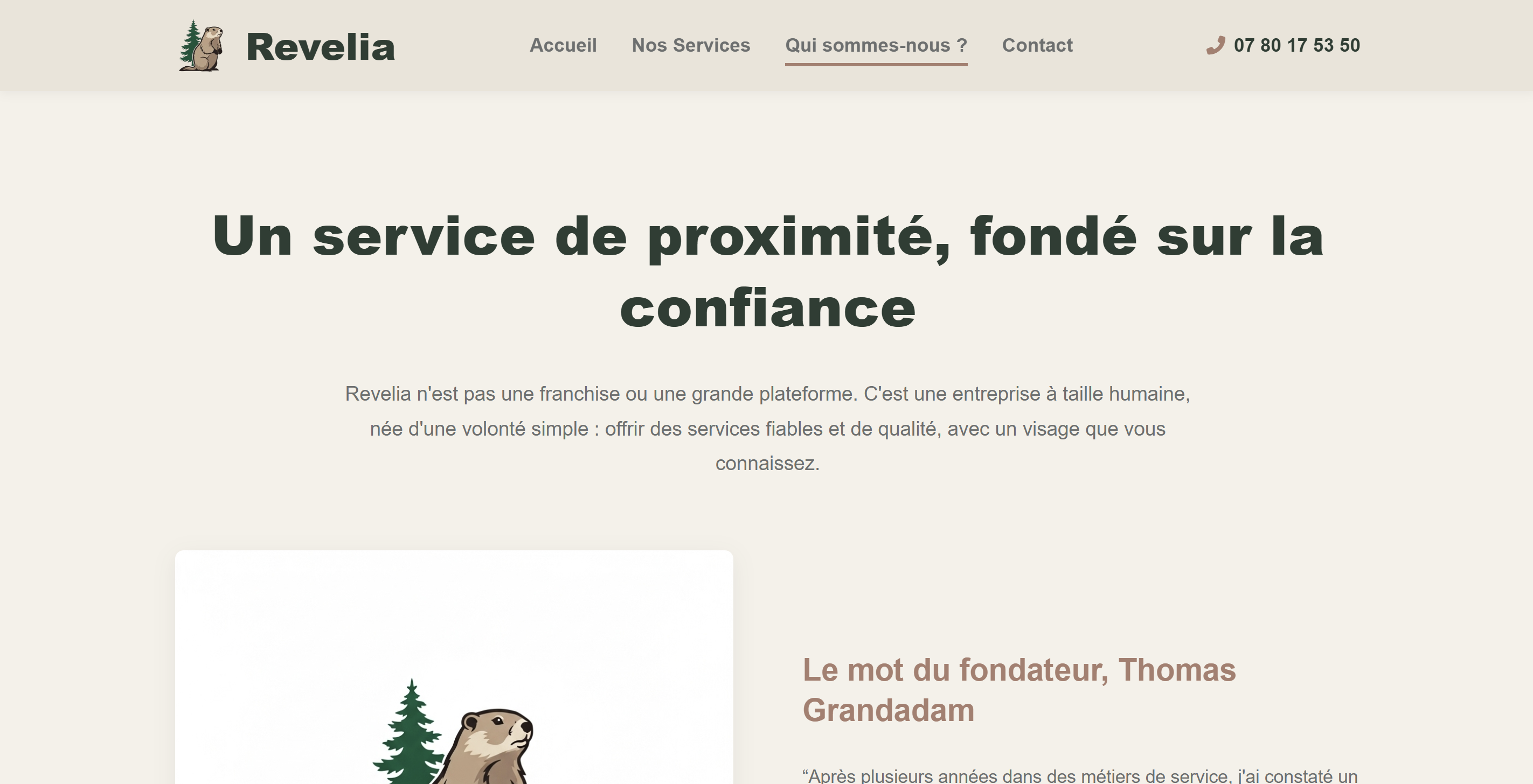 Page de à propos de Revelia Solutions